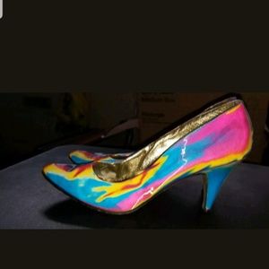 VTG DENNIS COMEAU COLORFUL HOLOGRAM SHOES SZ 9M